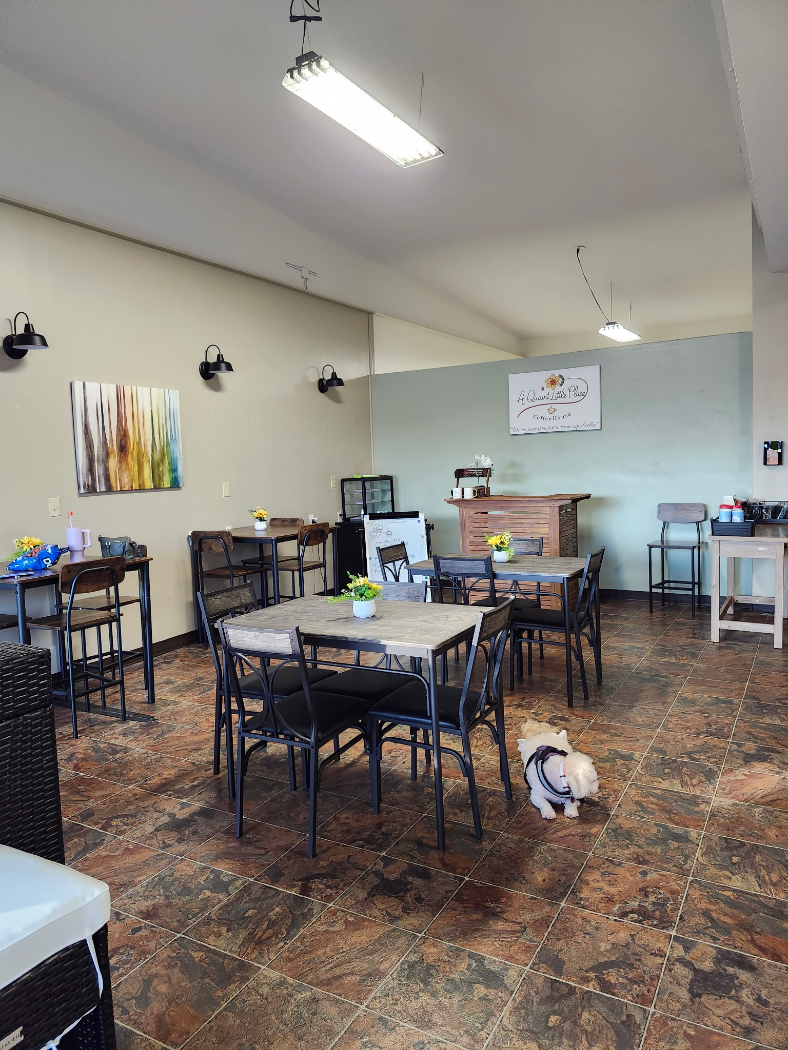 Coffeehouse tables and counter